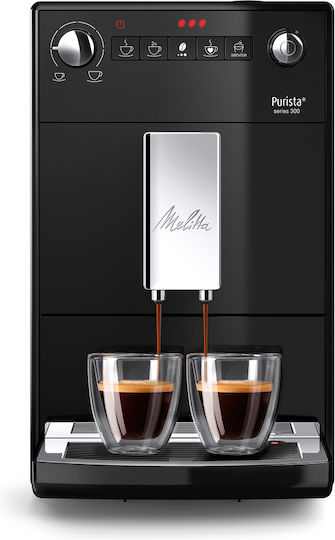 Melitta Purista Series 300 Automatic Espresso Coffee Machine 1450W Power 15bar Pressure with Grinding Burrs Black F23/0-102