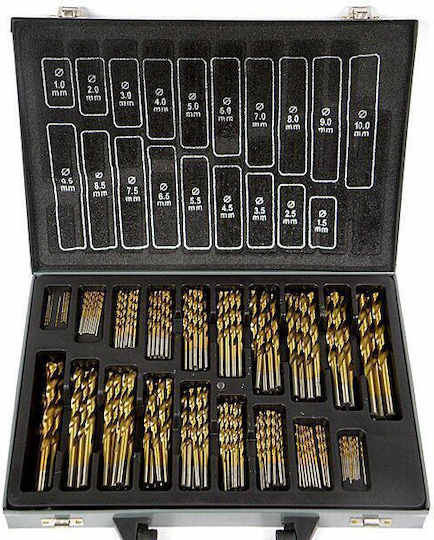 Silver Star Set of 170 Drills Titanium with Cylindrical Shank for Metal