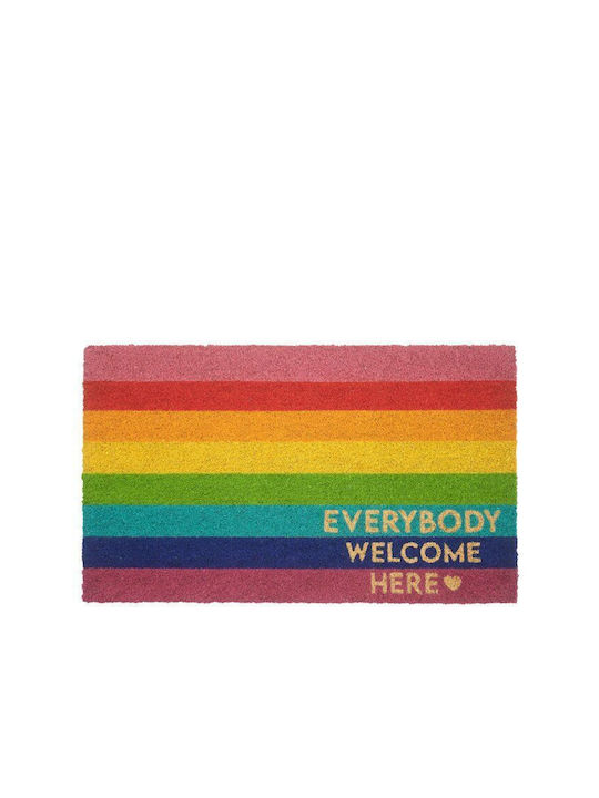 Πατάκι Εισόδου από Κοκοφοίνικα Everybody Welcome Here Πολύχρωμο 45x75εκ.