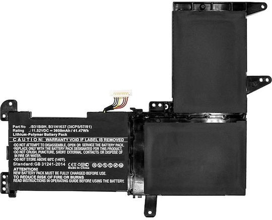 CoreParts Συμβατή Μπαταρία για Asus N580GD, N580VD, S510, S510UN, S510UQ, X510, X510UA, X510UF, X510UN, X510U με 3600mAh