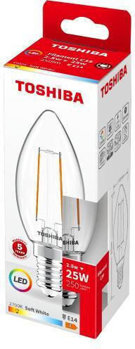 Toshiba LED Bulb 2.5W for Socket E14 and Shape C35 Warm White