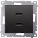 Kontakt-Simon Walled Power Socket with 2 USB Ports Black