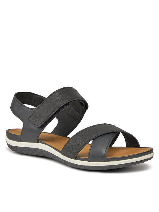 Geox D Sandal Vega Damen Flache Sandalen in Schwarz Farbe