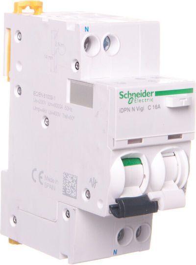 Schneider Electric Difference Switch Ρελέ Ράγας Διαρροής 16A Διπολικό