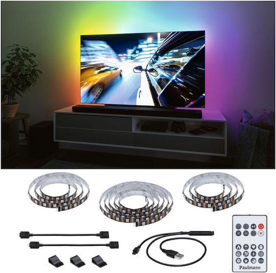 Paulmann LED Strip TV USB 5V RGB Light 1.905m with Power Supply & Remote Control