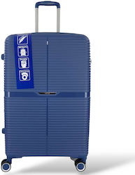 RCM Large Travel Suitcase Hard Blue with 4 Wheels Height 75cm