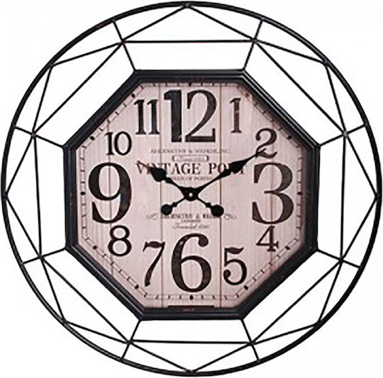 Melina's Collection Wall Clock Metallic Black 60x7cm