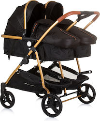 Chipolino Duo Smart Adjustable Double Stroller Suitable for Newborn Obsidian Gold 12.2kg