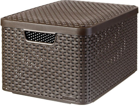 Curver Καλάθι Αποθήκευσης Rattan με Καπάκι Καφέ 30lt