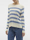 Vero Moda Damen Langarm Pullover Gestreift Birchcoronet Blue Big Stripes