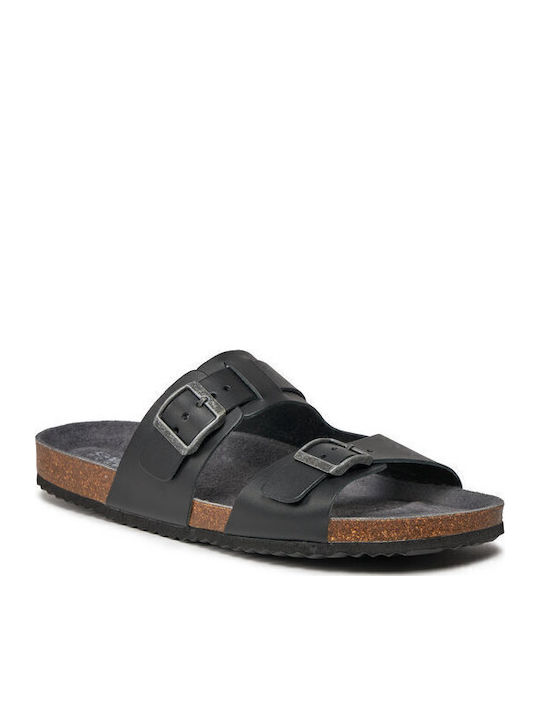 U Sandal Ghita B Δερμάτινα Ανδρικά Σανδάλια σε Μαύρο Χρώμα