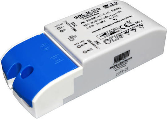 MPL Dimmable Τροφοδοτικό LED Ισχύος 25W με Τάση Εξόδου 12V
