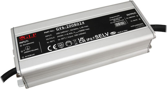 MPL LED Захранване Водоустойчиво IP67 Мощност 200W с Изходно Напрежение 24V