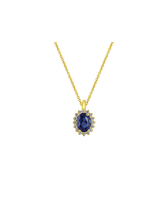 Necklace Rosette from Gold 9 K with Zircon