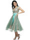 RichgirlBoudoir Midi Evening Dress with Lace Turquoise