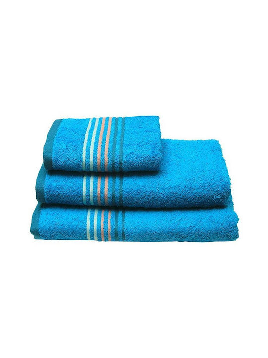 Sunshine Πετσέτα Προσώπου Stripes 50x100εκ. Turquoise Βάρους 600gr/m²