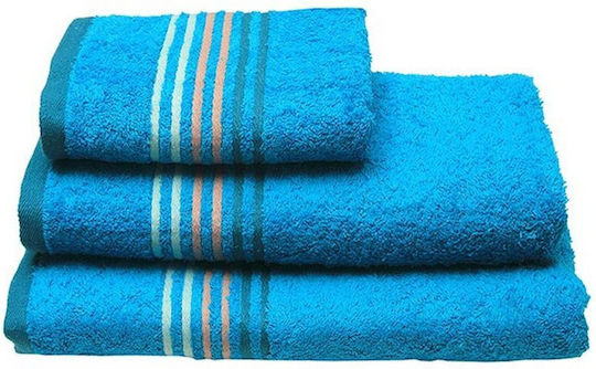 Sunshine Πετσέτα Προσώπου Stripes 50x100εκ. Turquoise Βάρους 600gr/m²