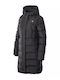 Lang Damen Puffer Jacke für Winter Schwarz