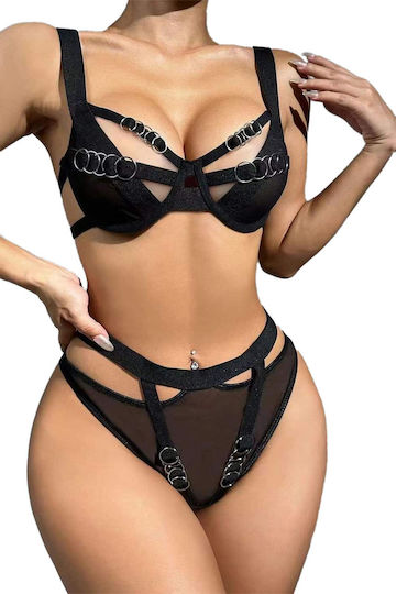 Pretty Lingerie with Straps and Crickets Black 925113
