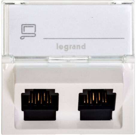 Legrand Mosaic Διπλή Πρίζα Δικτύου RJ45 με Πλαίσιο σε Λευκό Χρώμα 76502