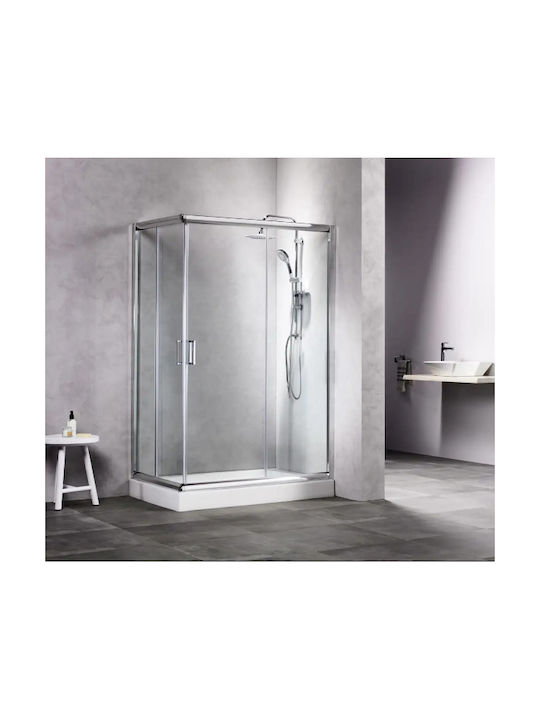 Tema Shower Cabin for Shower with Hinged Door 80x90x185cm Clear Glass Chrome