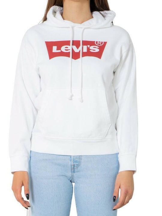 Levi's Women's Long Hooded Sweatshirt White