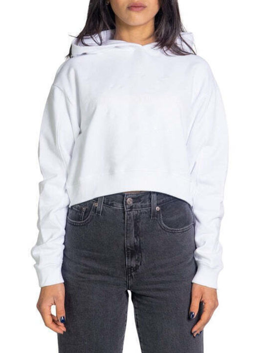 Calvin Klein Women's Long Hooded Sweatshirt White