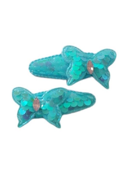 Ro-Ro Accessories Σετ Παιδικά Κοκαλάκια με Κλιπ σε Μπλε Χρώμα 2τμχ