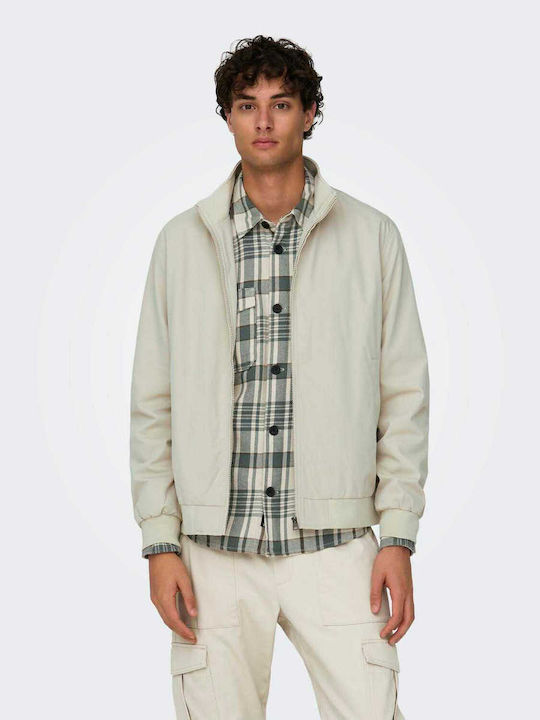 Only & Sons Men's Winter Bomber Jacket Beige