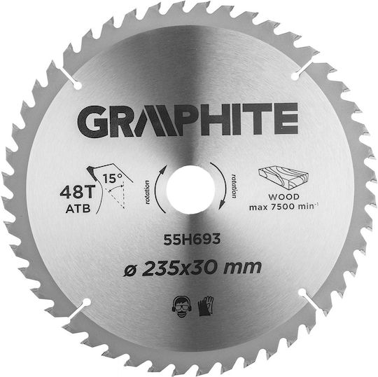Graphite Δίσκος Κοπής Ξύλου με 48 Δόντια 235mm