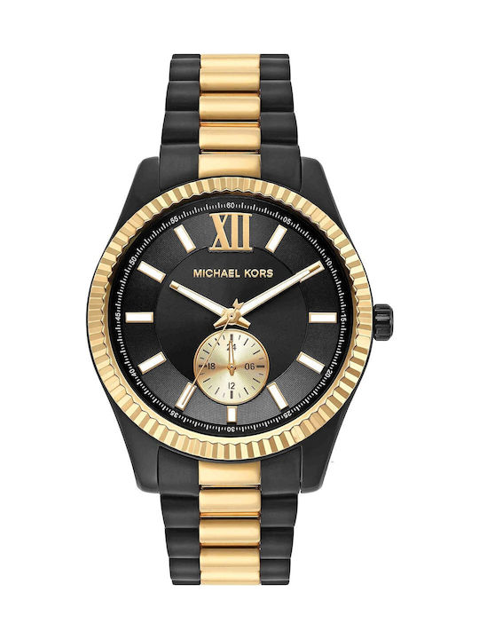 Michael Kors Lexington Men's Watch 45mm Chronograph Battery with Black Metal Bracelet