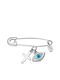 Al'Oro Child Safety Pin made of White Gold 14K with Cross