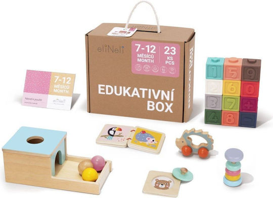 Eli Neli Montessori Εκπαιδευτικό Κουτί Montessori Educational Game Knowledge made of Wood for 1-3 Years Old