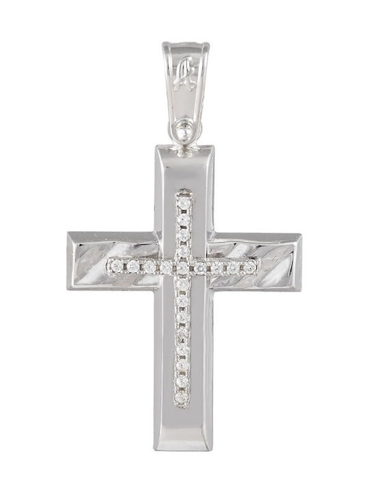 Damen Weißgold Kreuz 14K