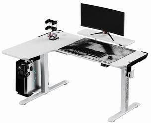 Ηλεκτρικό Γραφείο Gaming Winger με Ρυθμιζόμενο Ύψος & LED 111x155x60εκ. White