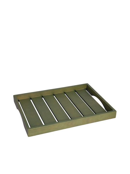 Melina's Collection Wooden Rectangular Serving Tray with Handles in Green Color 49x36x5cm SWT-003 1pcs