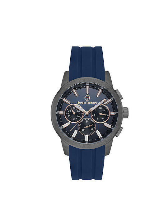 Sergio Tacchini Watch Battery with Blue Rubber Strap