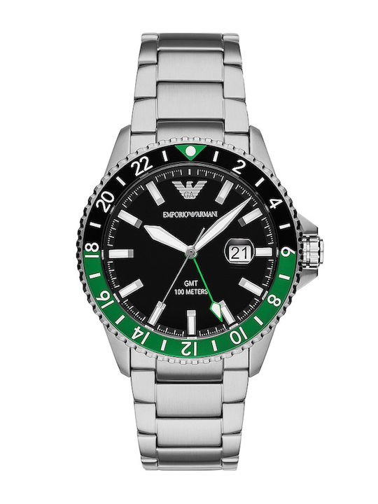 Emporio Armani Diver Men's Watch 42mm Chronograph Battery with Gray Metal Bracelet