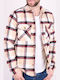 Long Sleeve Overshirt in Regular Fit Checked Burgundy