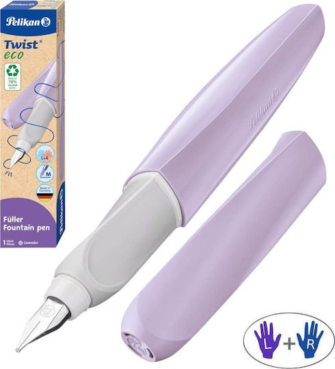 Eco Schreibfeder Mittel Lila aus Stahl mit Rot Tinte und mit 1 Ersatzfedern