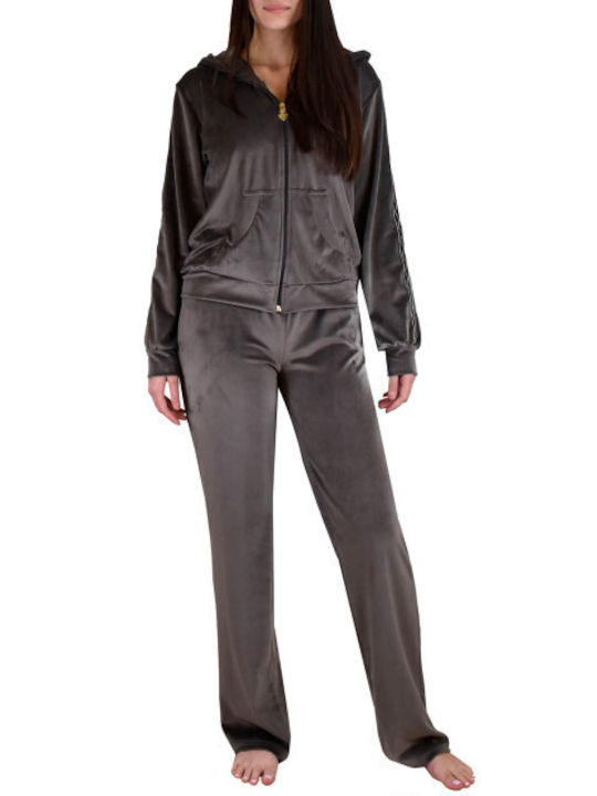 Secret Point Set Women's Sweatpants Brown Velvet