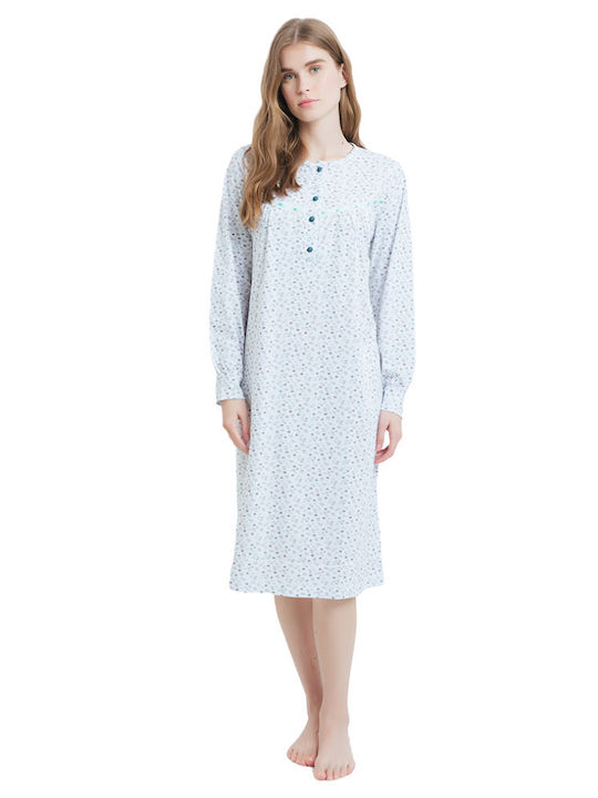 Giota Winter Cotton Women's Nightdress White