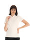 Women's Athletic Polo Blouse Short Sleeve Beige