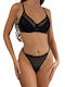 Modern Ocean Underwear Set with String Black