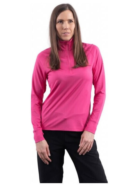 GTS Moda Italia Femeie Sport Fleece Bluză Mânecă lungă cu Fermuar Fuchsia