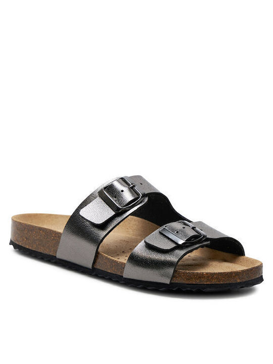 Geox Damen Flache Sandalen in Gray Farbe