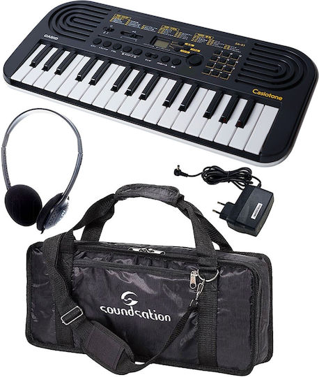 Casio Keyboard SA-51 with 32 Keys Standard Touch with Headphones Black Travel Plus Set