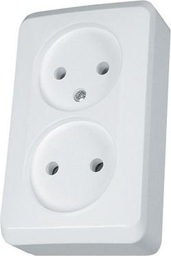 Schneider Electric Μονή Χωνευτή Πρίζα Ρεύματος Λευκή