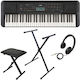 Yamaha Tastatur PSR-E283 mit 61 Tasten Standard Berührung mit Ständer, Kopfhörer und Hocker Schwarz Home Bundle II