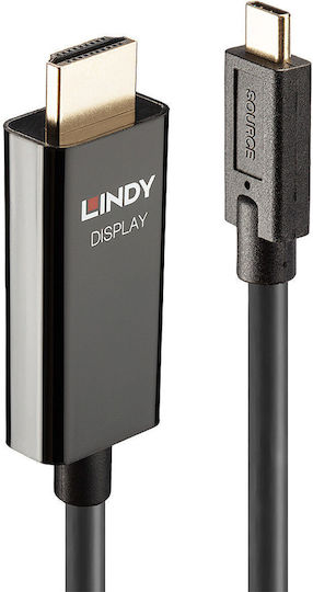 Lindy HDMI 2.0 Premium High Speed 4K 60Hz HDR Cable HDMI Male - USB-C Male 5m Black